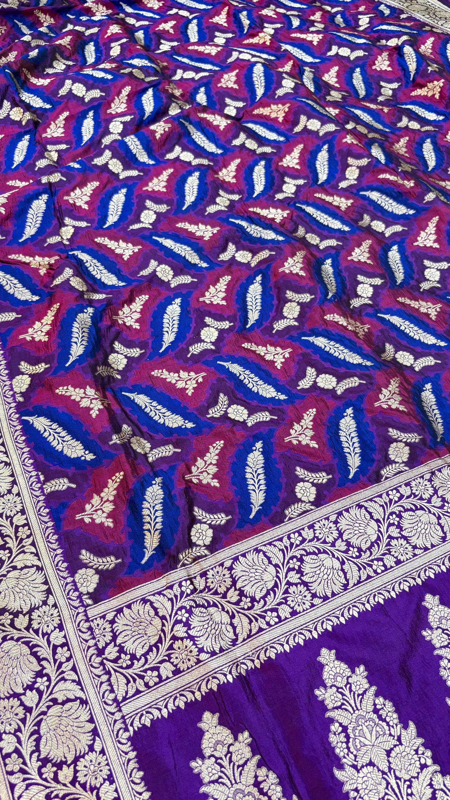 Elegant Multi Coloured Pure Silk Banarasi Saree with Intricate Zari Weaving