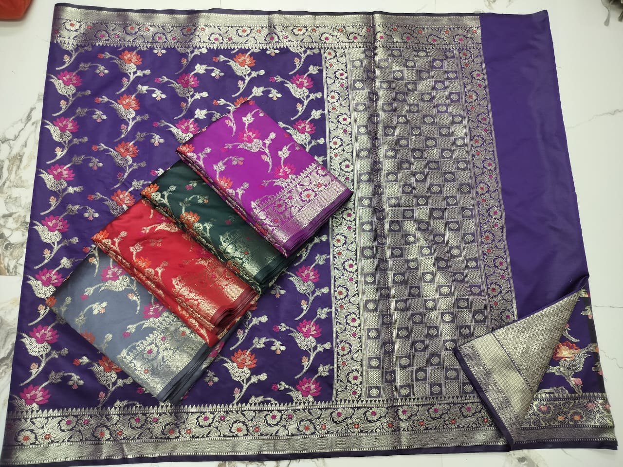 Banarasi Premium Semi Silk Saree in Floral Design