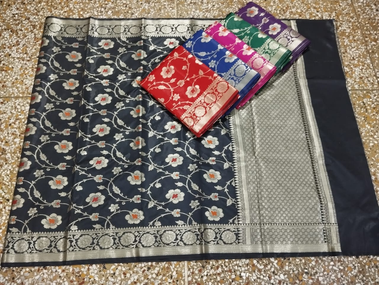 Banarasi Semi Silk Saree with Floral Design