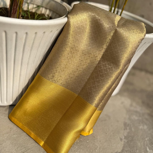 Elegant Janhavi Yellow Banarasi Saree in Tissue Silk