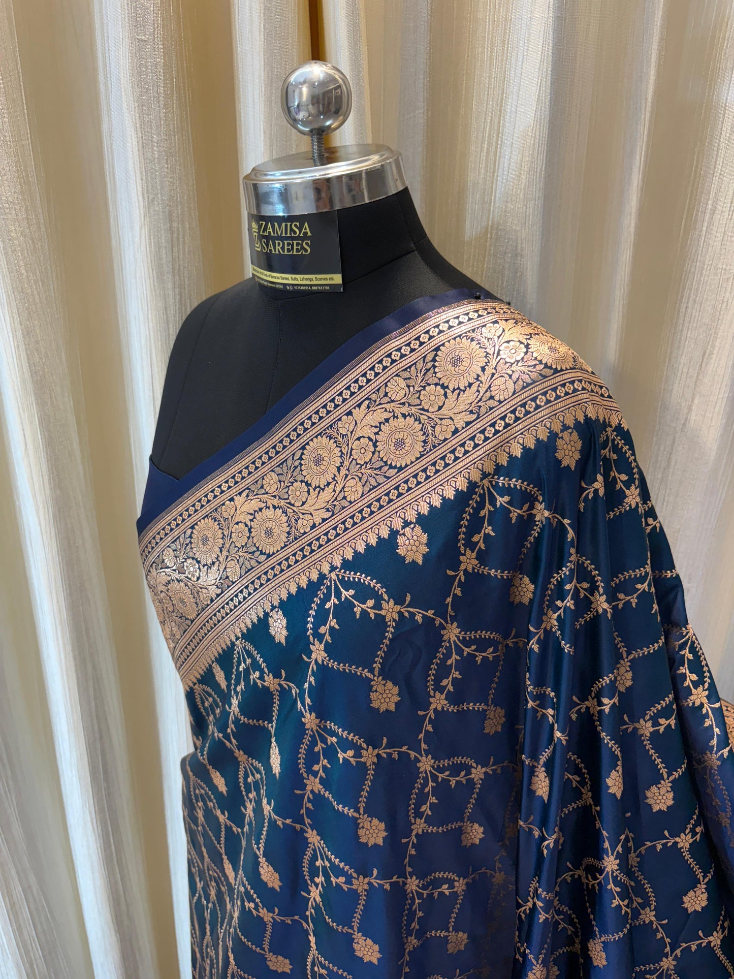 Blue Katan Silk Banarasi Saree