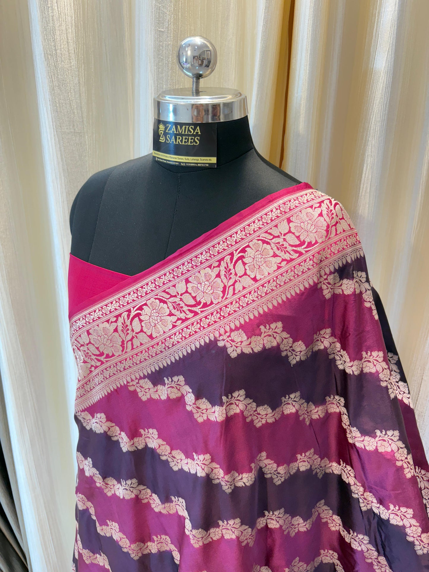 Rankaat Magenta and Rani Katan Silk Banarasi Saree