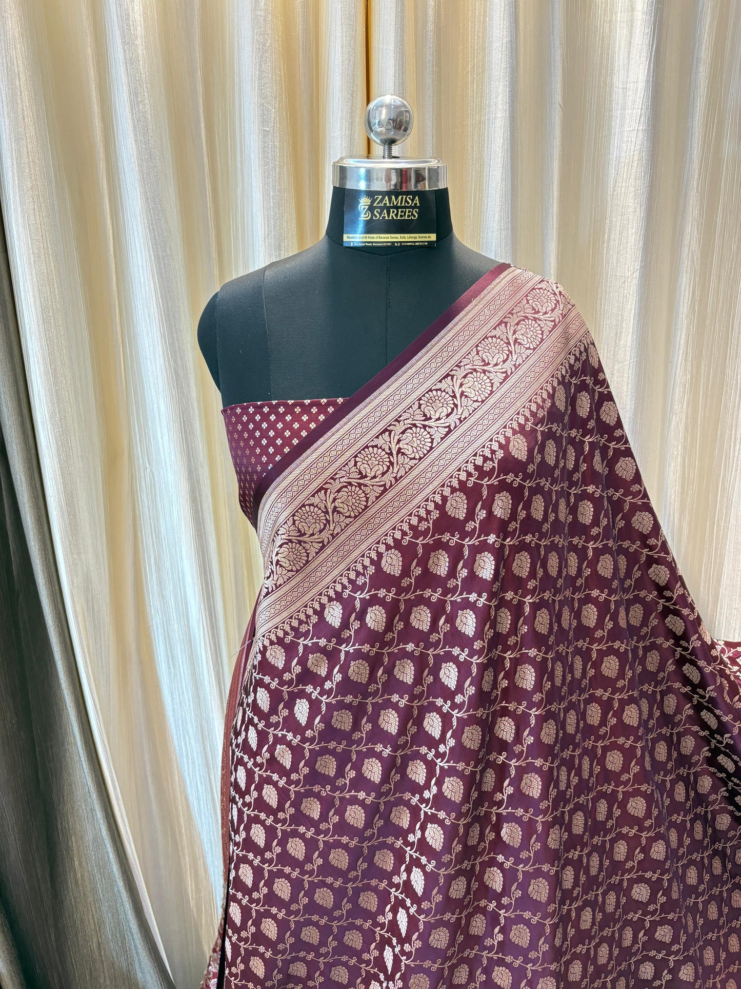 Maroon Katan Silk Banarasi Saree