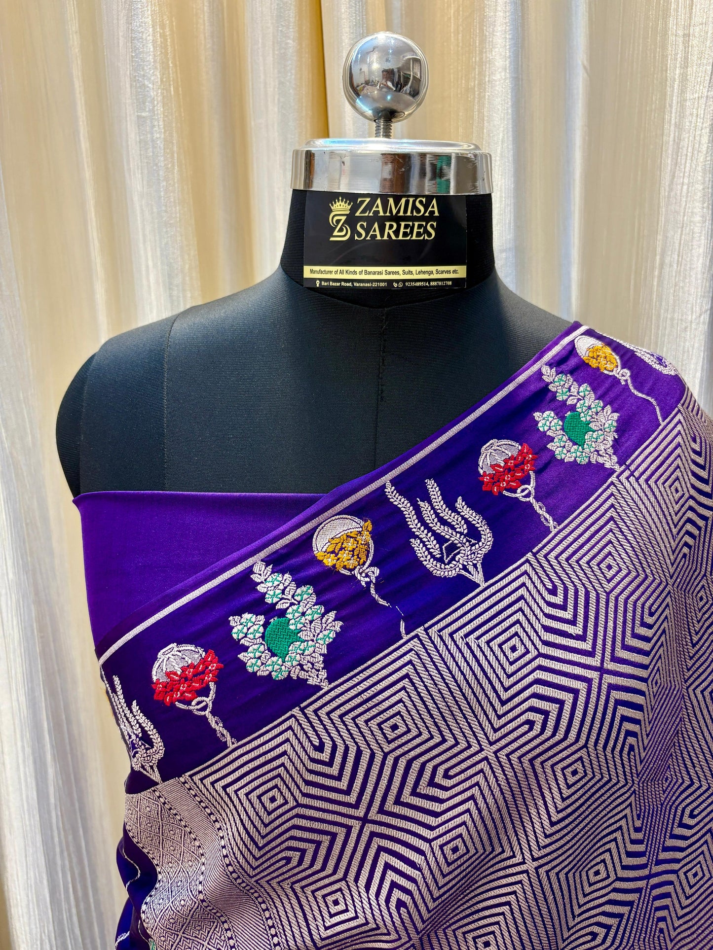Royal Purple Silk Saree with Intricate Embroidery Work