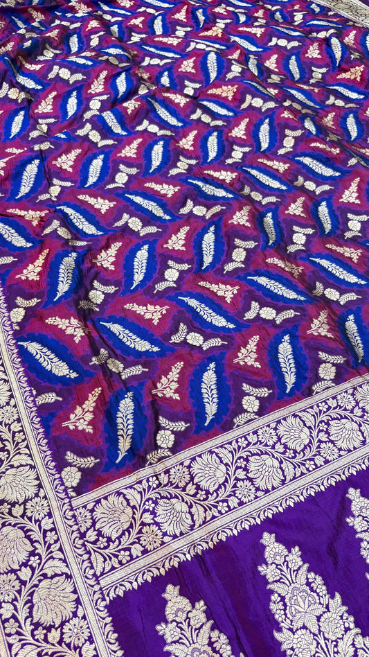 Elegant Multi Coloured Pure Silk Banarasi Saree with Intricate Zari Weaving