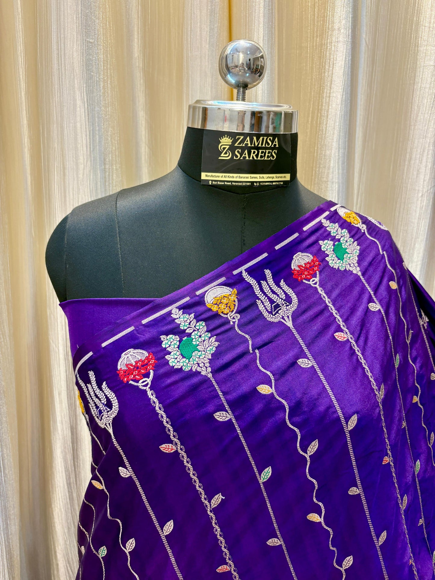 Royal Purple Silk Saree with Intricate Embroidery Work