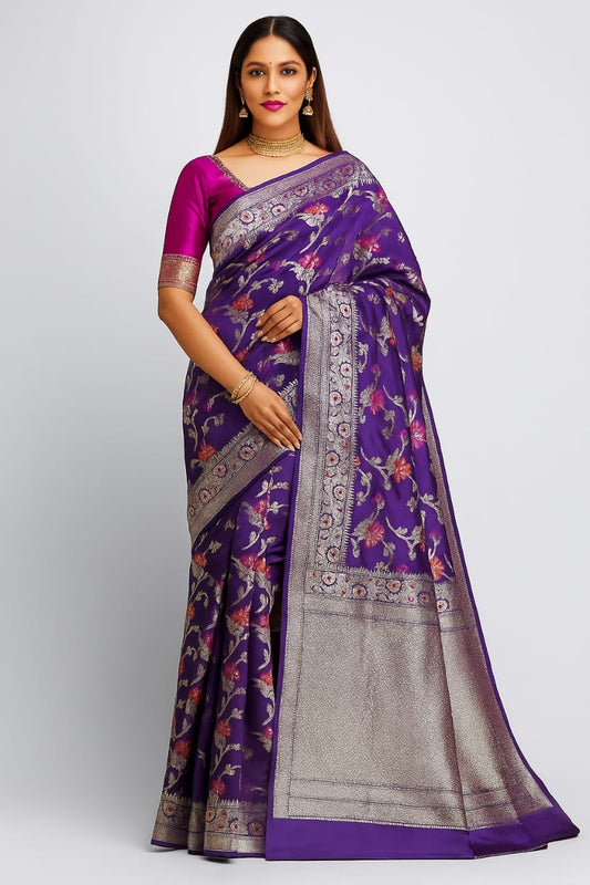 Banarasi Premium Semi Silk Saree in Floral Design