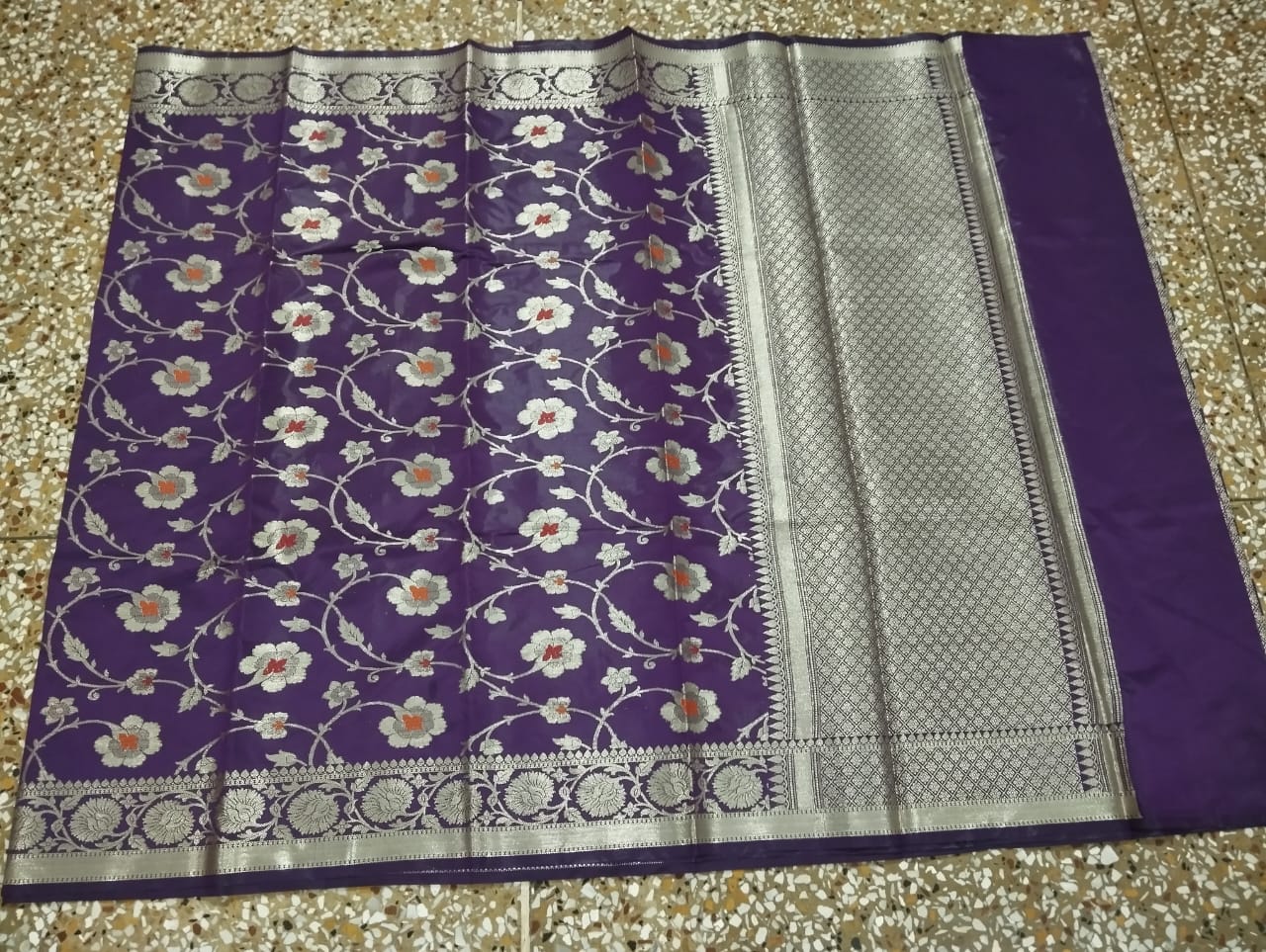 Banarasi Semi Silk Saree with Floral Design