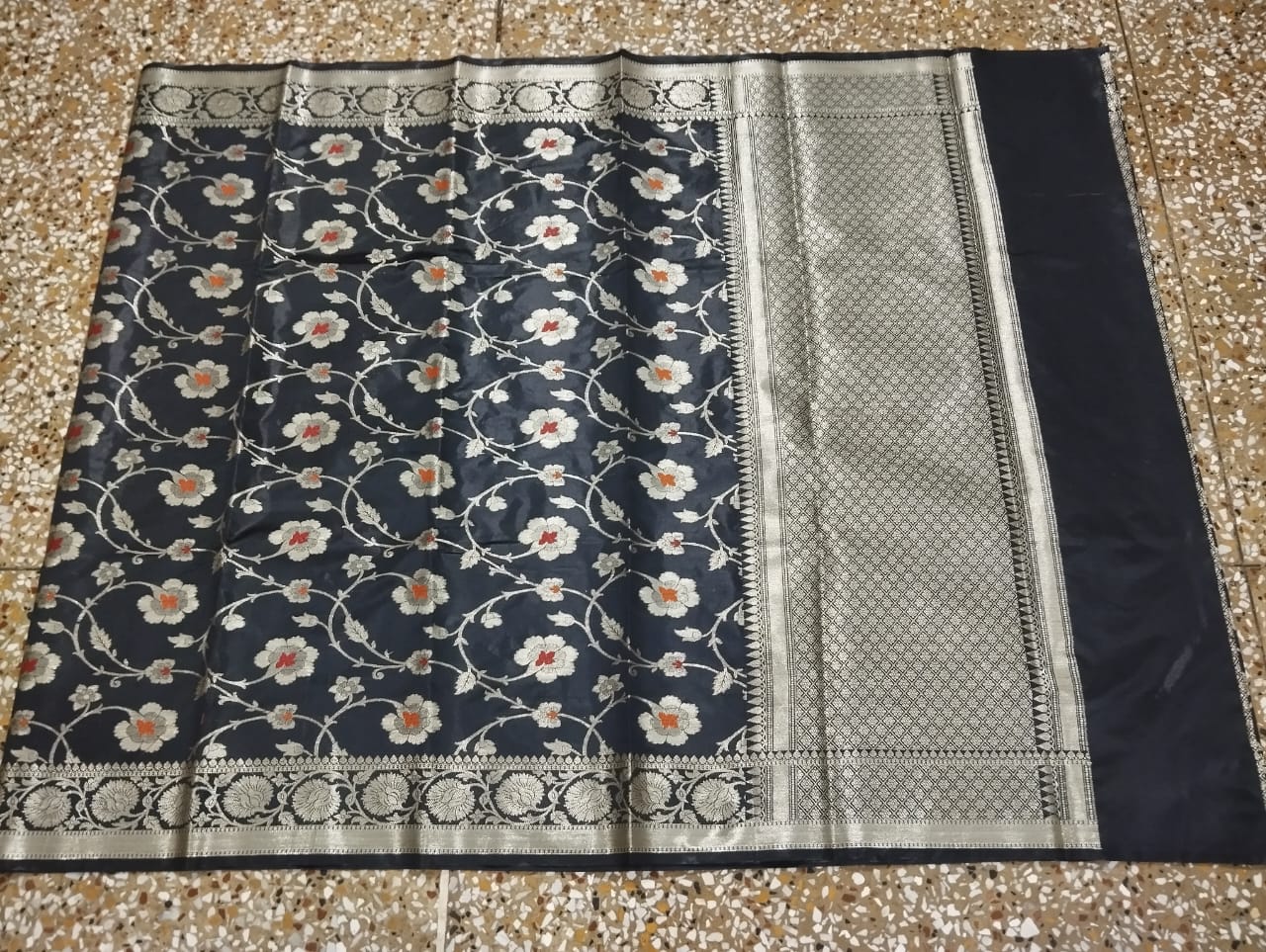 Banarasi Semi Silk Saree with Floral Design