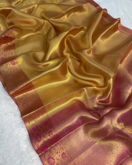 Premium Golden Tissue Silk Banarasi Saree