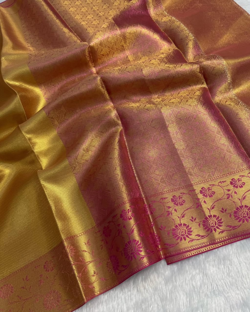 Premium Golden Tissue Silk Banarasi Saree
