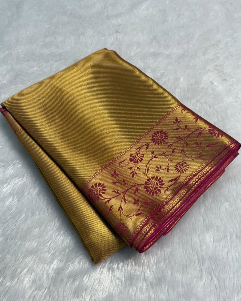 Premium Golden Tissue Silk Banarasi Saree