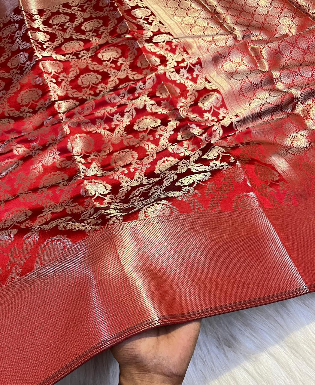 Deepika Red Banarasi Premium Tissue Silk Saree