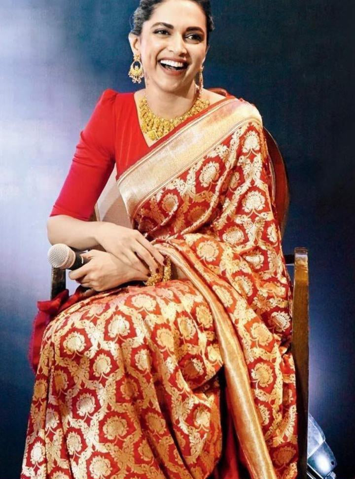 Deepika Red Banarasi Premium Tissue Silk Saree