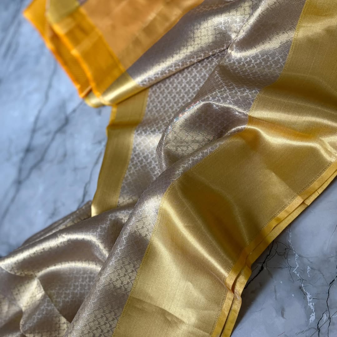 Elegant Janhavi Yellow Banarasi Saree in Tissue Silk