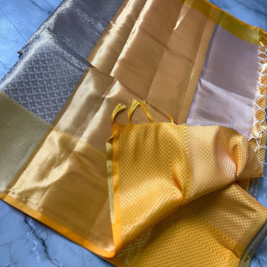 Elegant Janhavi Yellow Banarasi Saree in Tissue Silk