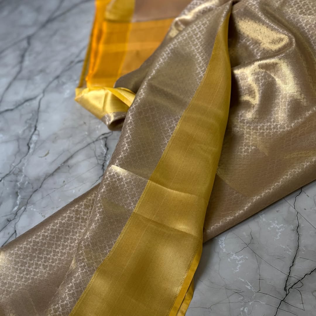 Elegant Janhavi Yellow Banarasi Saree in Tissue Silk