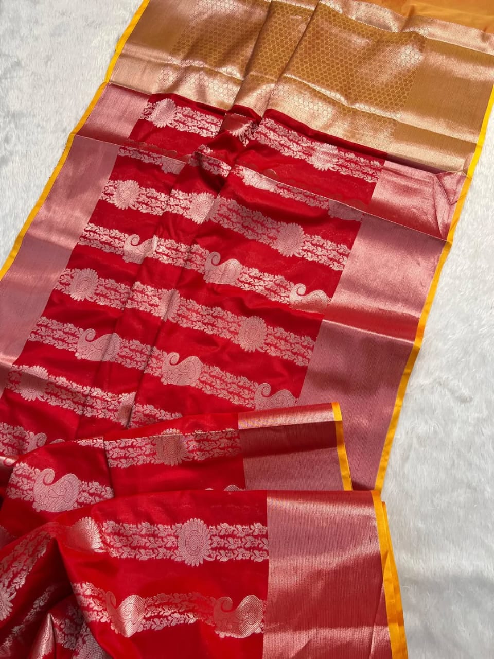 Premium Red Banarasi Semi Silk Saree