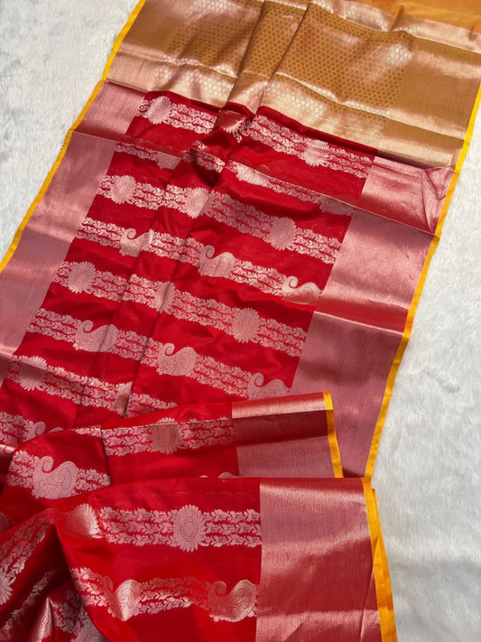Premium Red Banarasi Semi Silk Saree