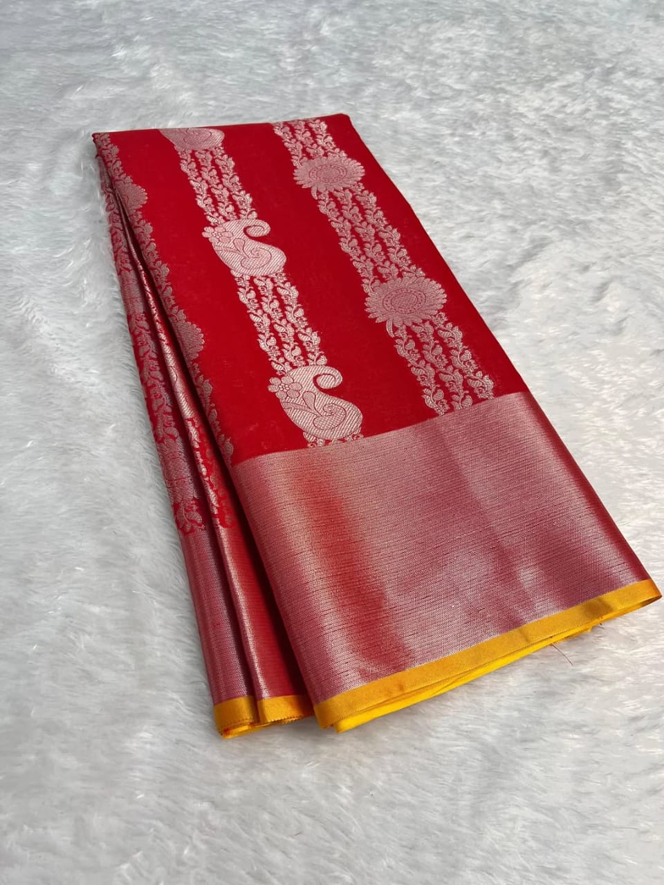 Premium Red Banarasi Semi Silk Saree