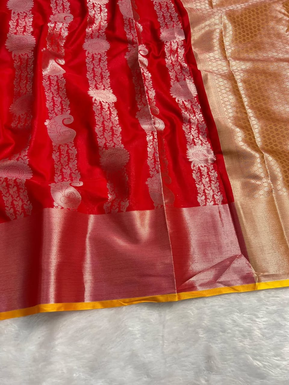 Premium Red Banarasi Semi Silk Saree