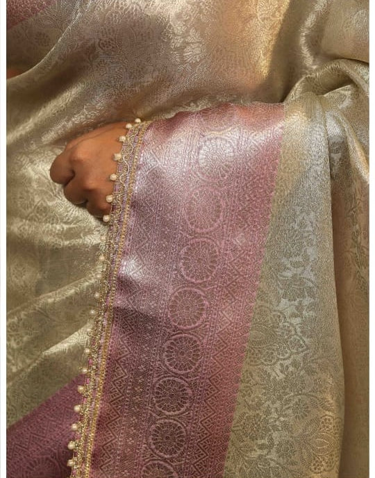 Graceful Banarasi Saree in Tissue Silk with Lace Work