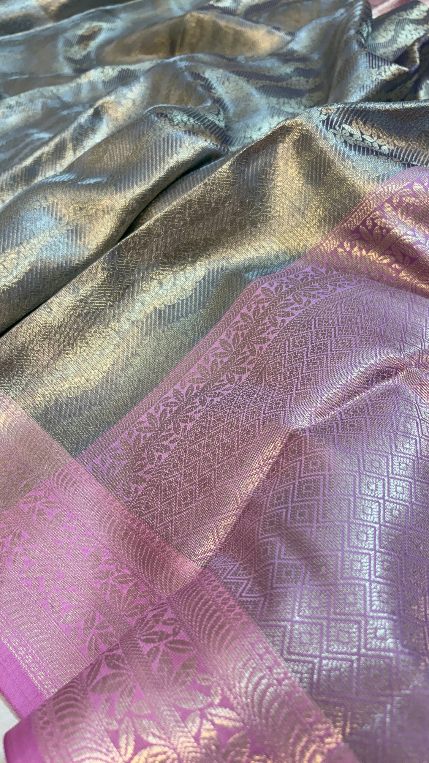 Premium Grey Banarasi Saree in Tissue Silk