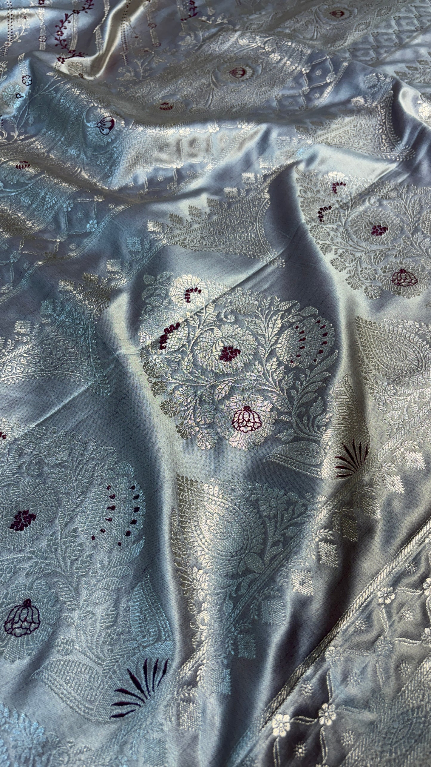 Dark Mauve Banarasi Satin Katan Silk Saree