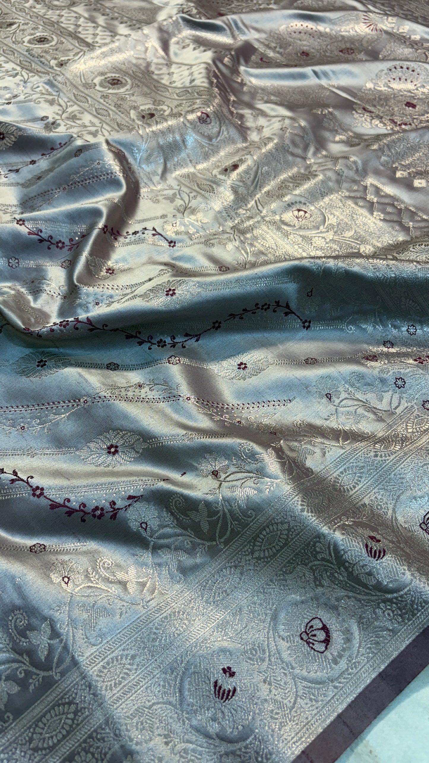 Dark Mauve Banarasi Satin Katan Silk Saree