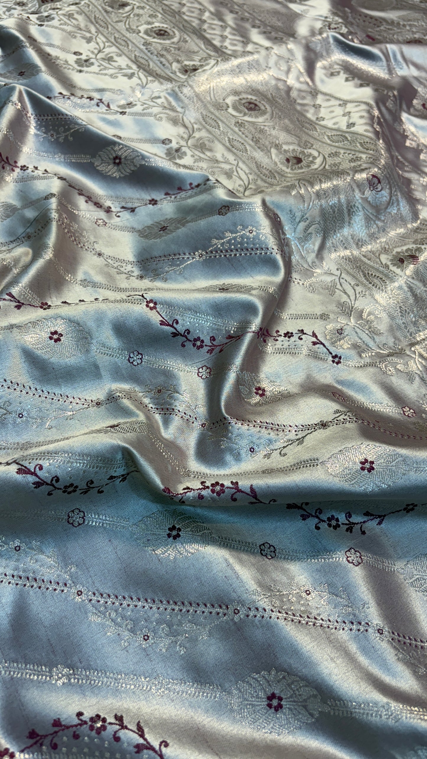 Dark Mauve Banarasi Satin Katan Silk Saree