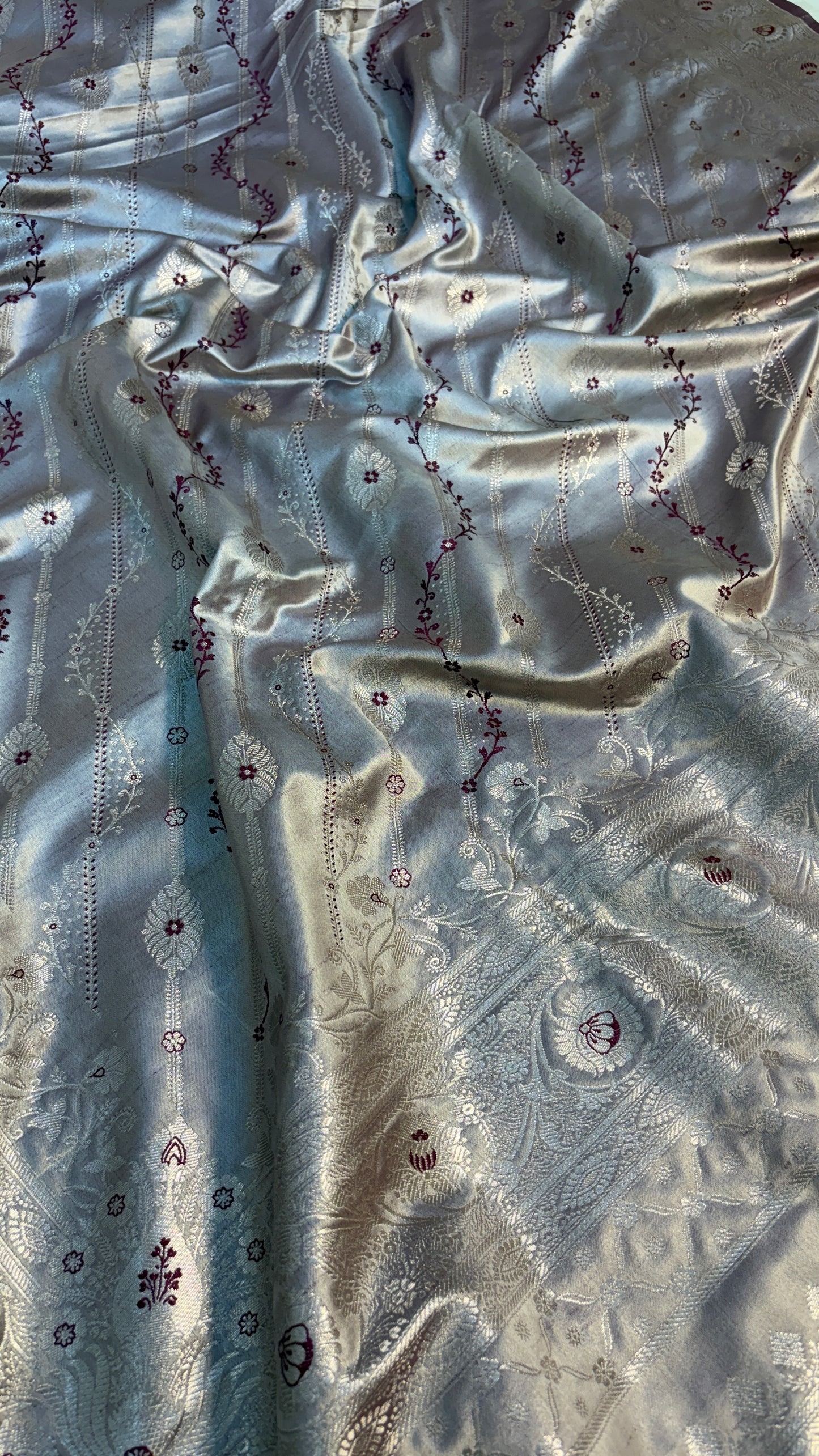 Dark Mauve Banarasi Satin Katan Silk Saree