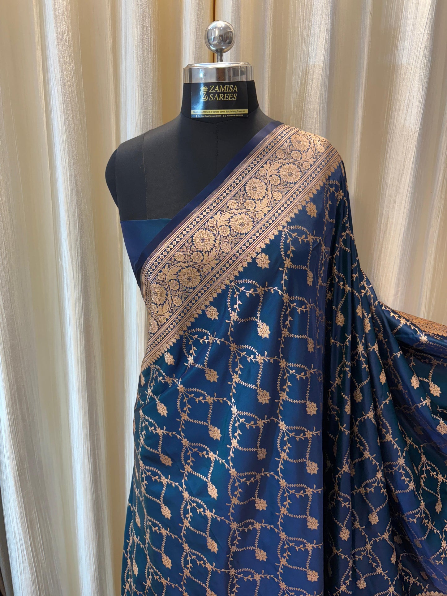 Blue Katan Silk Banarasi Saree