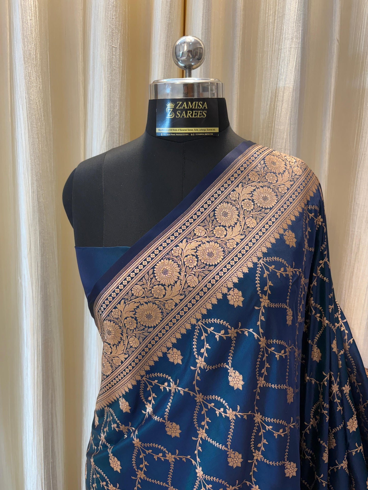 Blue Katan Silk Banarasi Saree