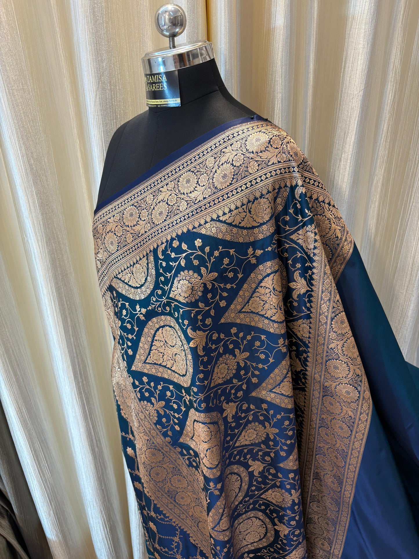 Blue Katan Silk Banarasi Saree