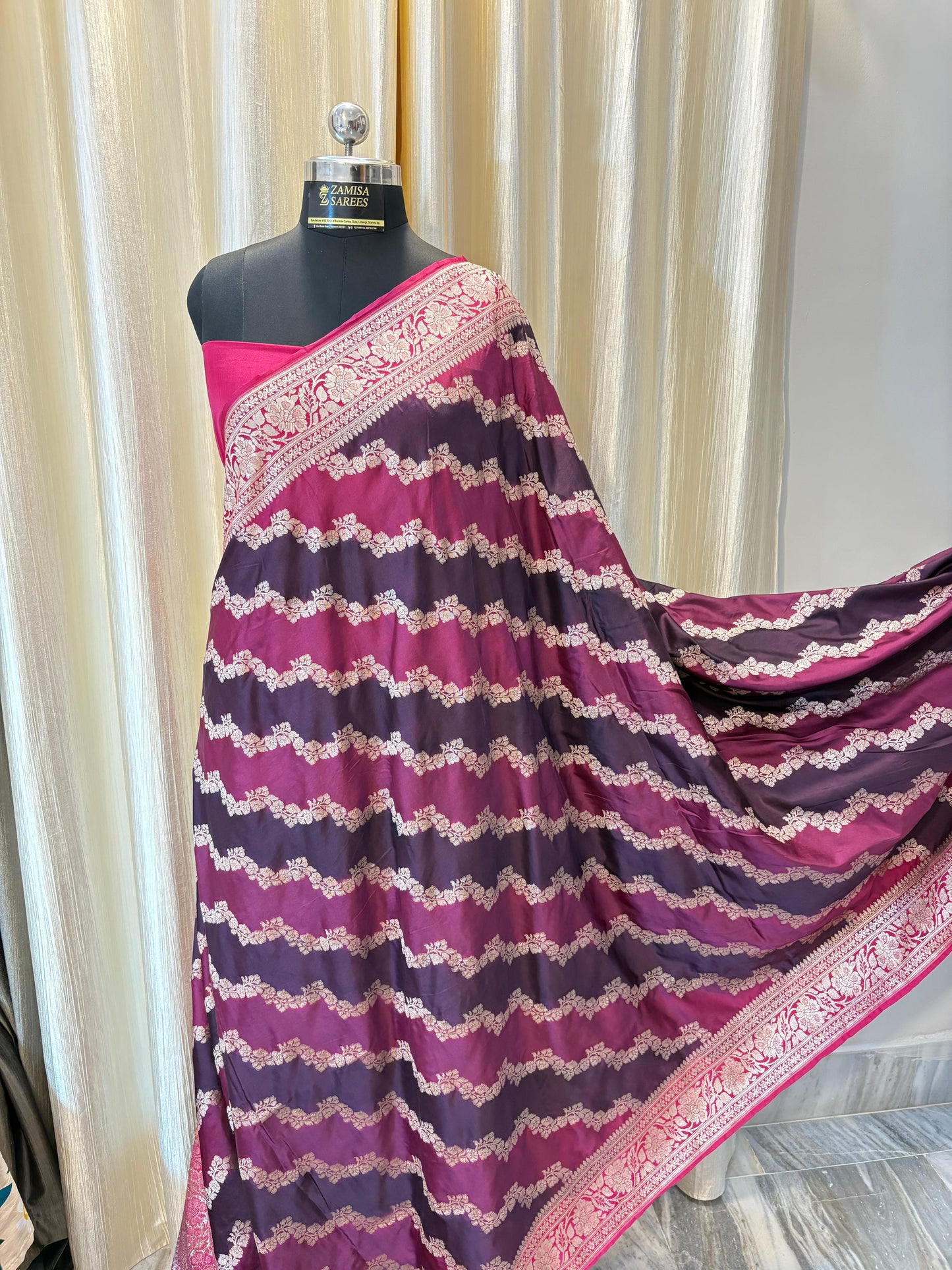 Rankaat Magenta and Rani Katan Silk Banarasi Saree