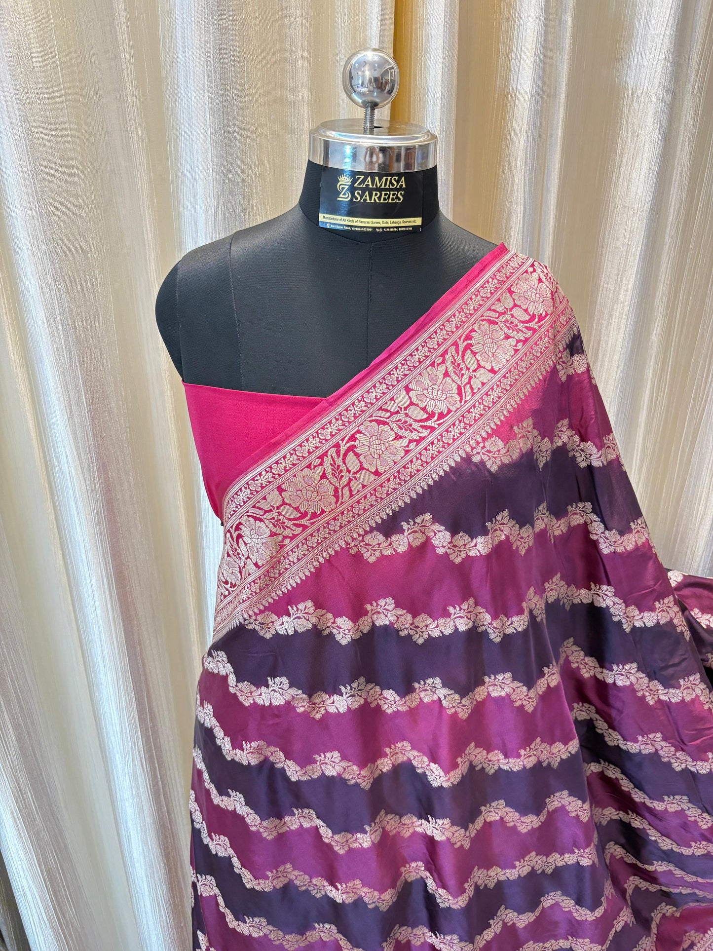 Rankaat Magenta and Rani Katan Silk Banarasi Saree
