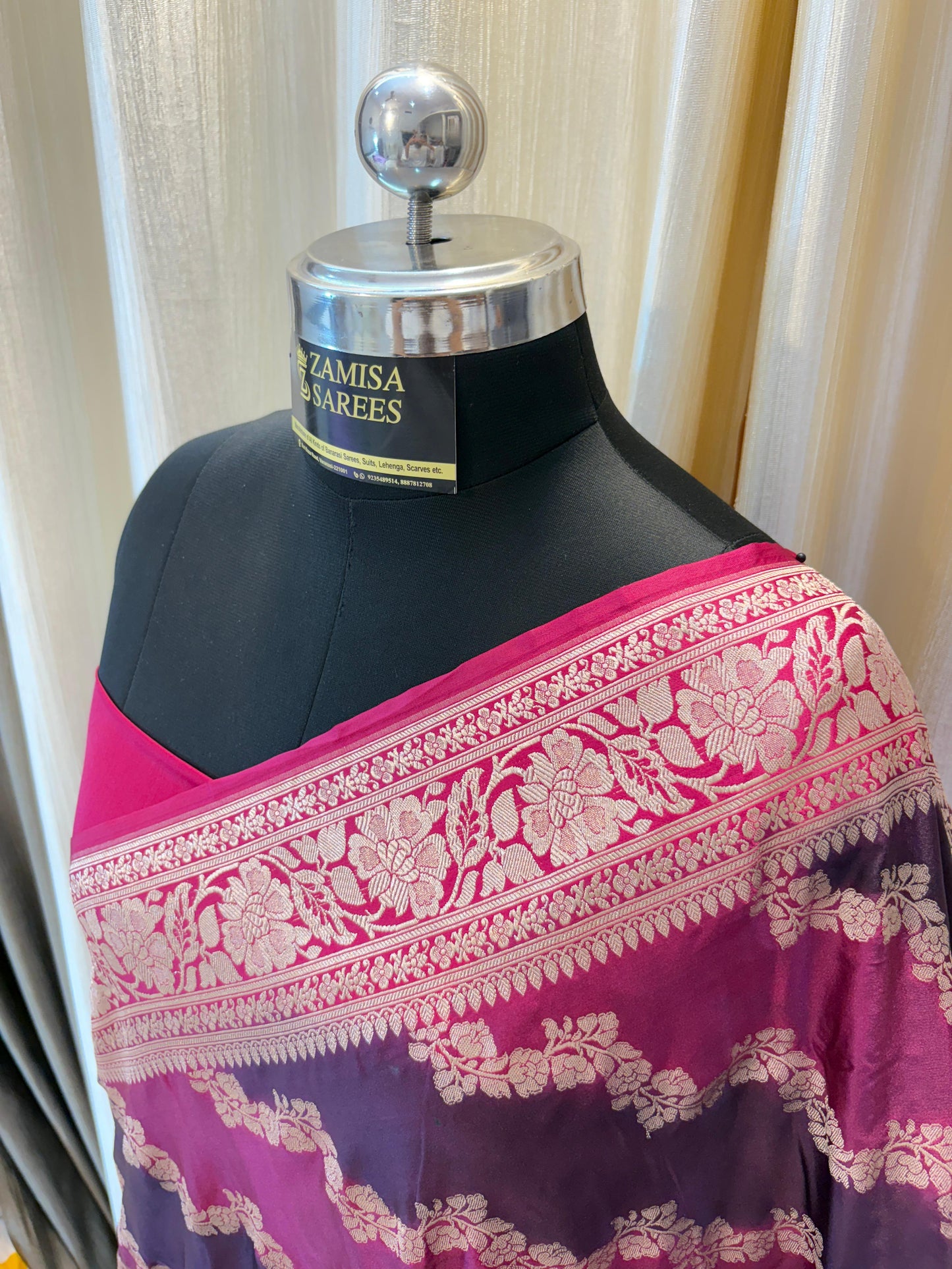 Rankaat Magenta and Rani Katan Silk Banarasi Saree