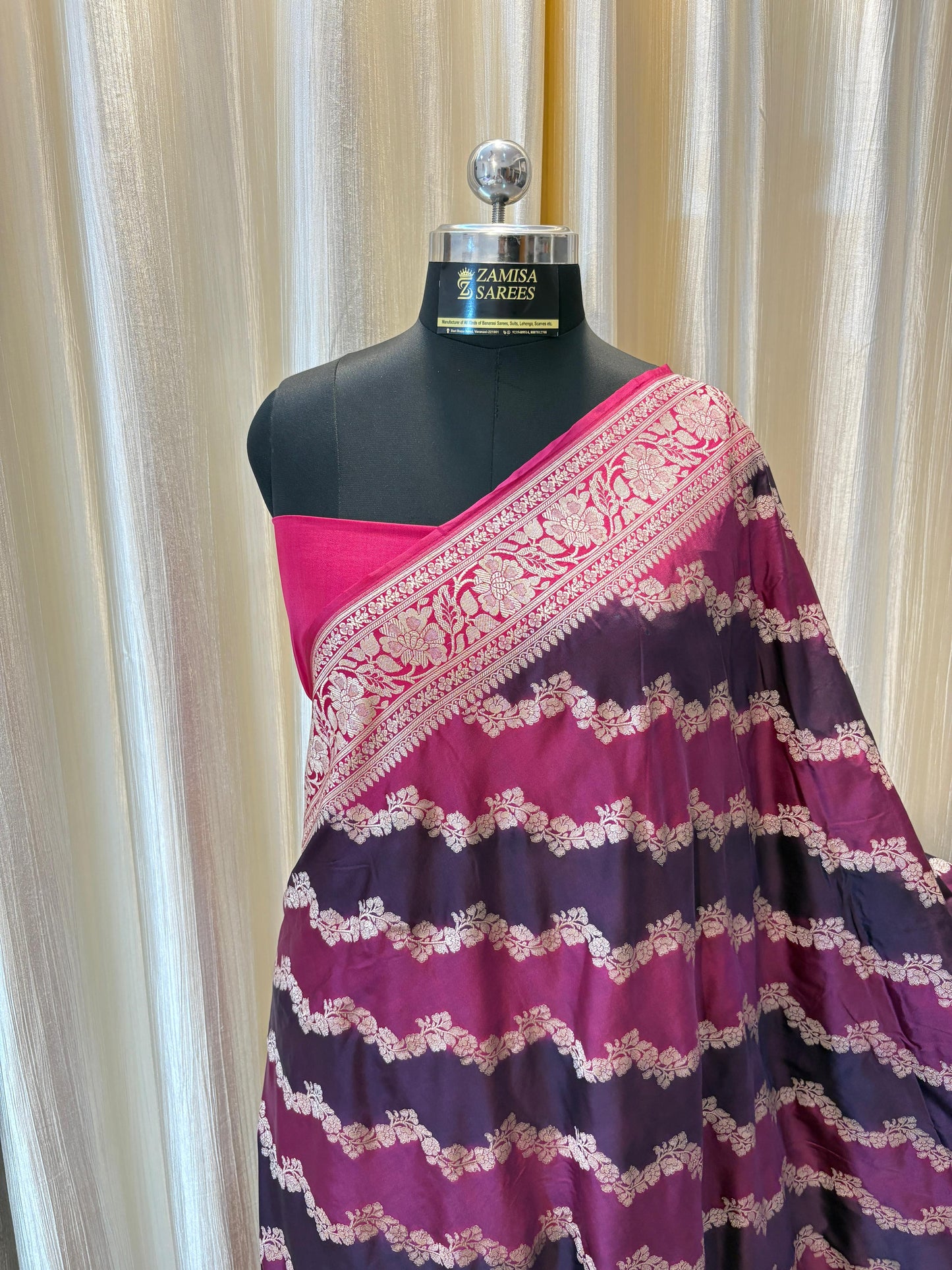 Rankaat Magenta and Rani Katan Silk Banarasi Saree