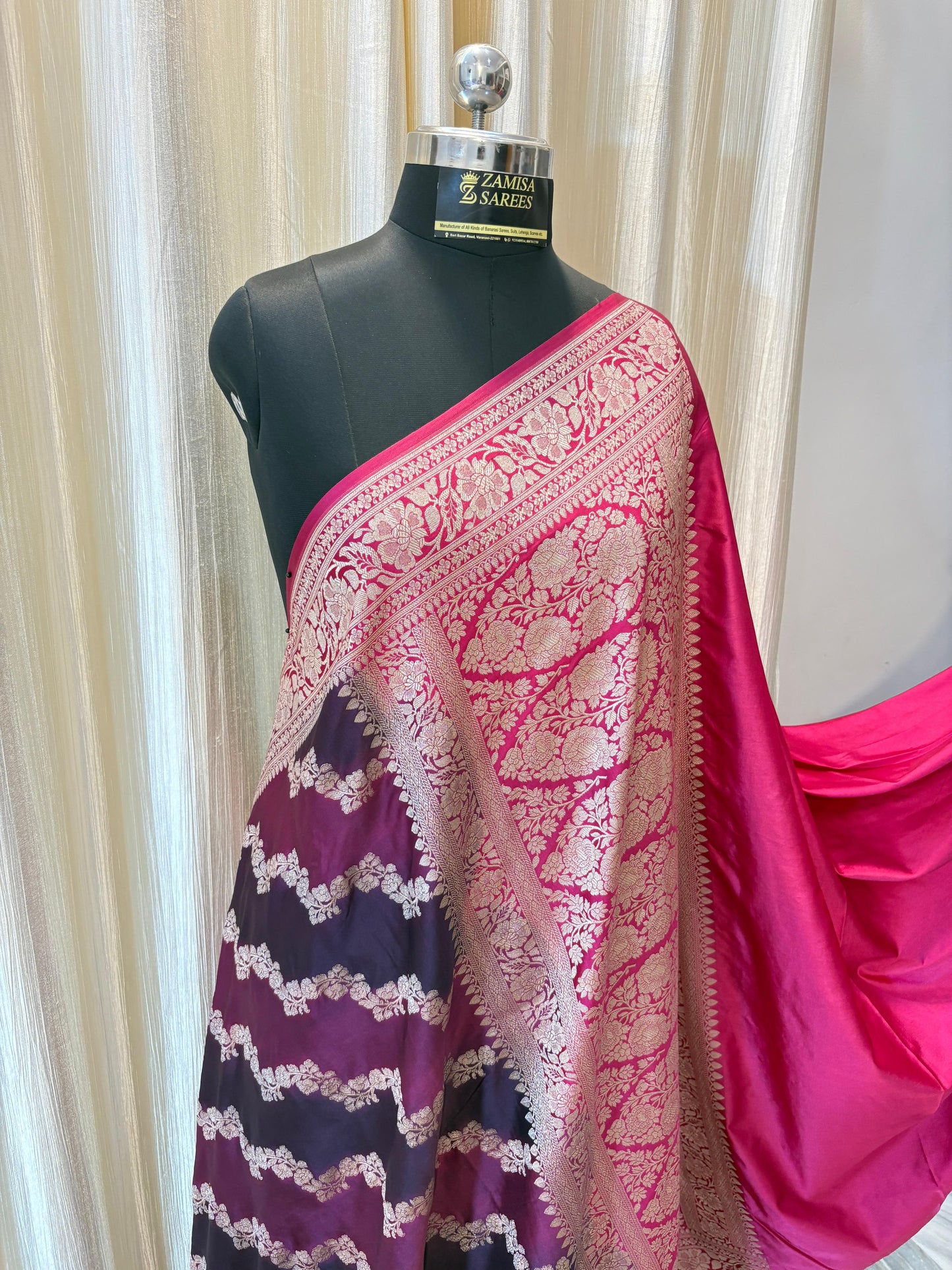 Rankaat Magenta and Rani Katan Silk Banarasi Saree