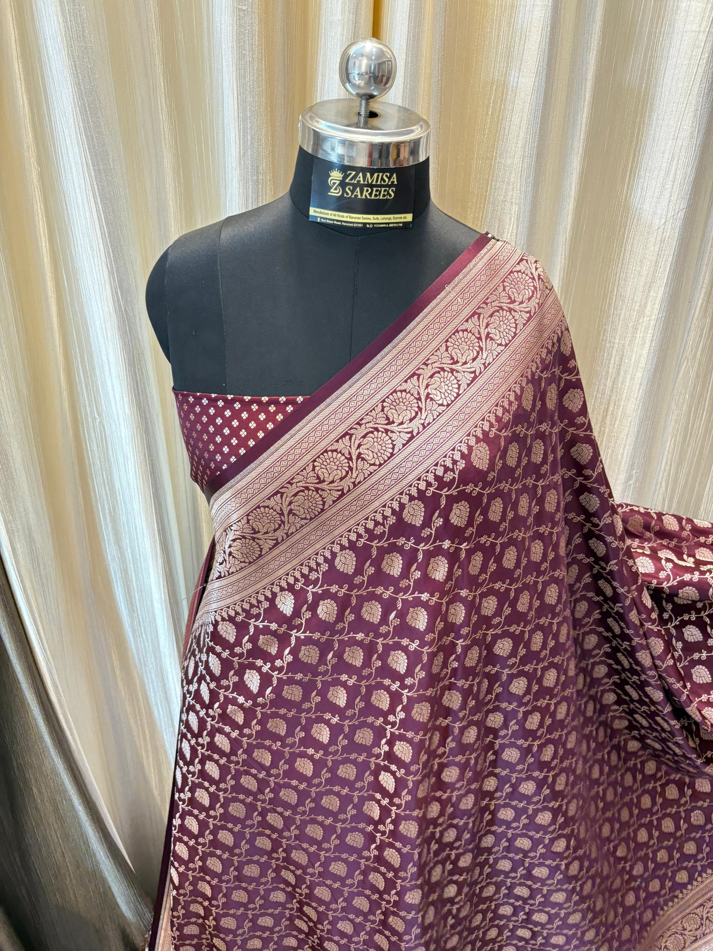 Maroon Katan Silk Banarasi Saree