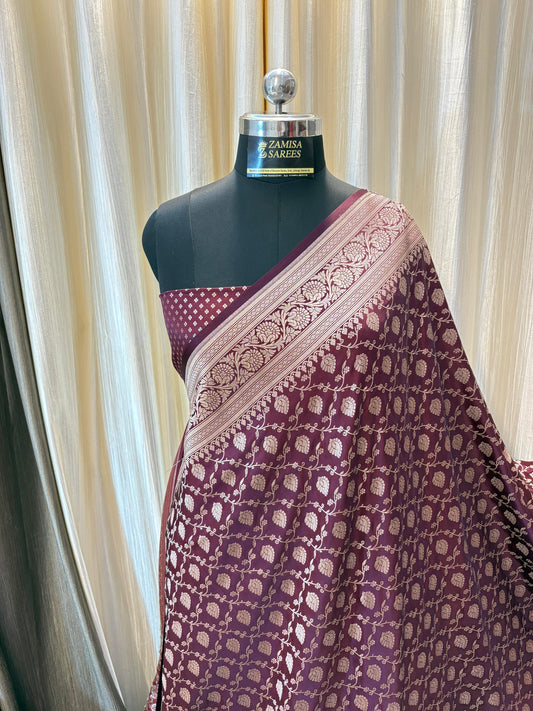 Maroon Katan Silk Banarasi Saree