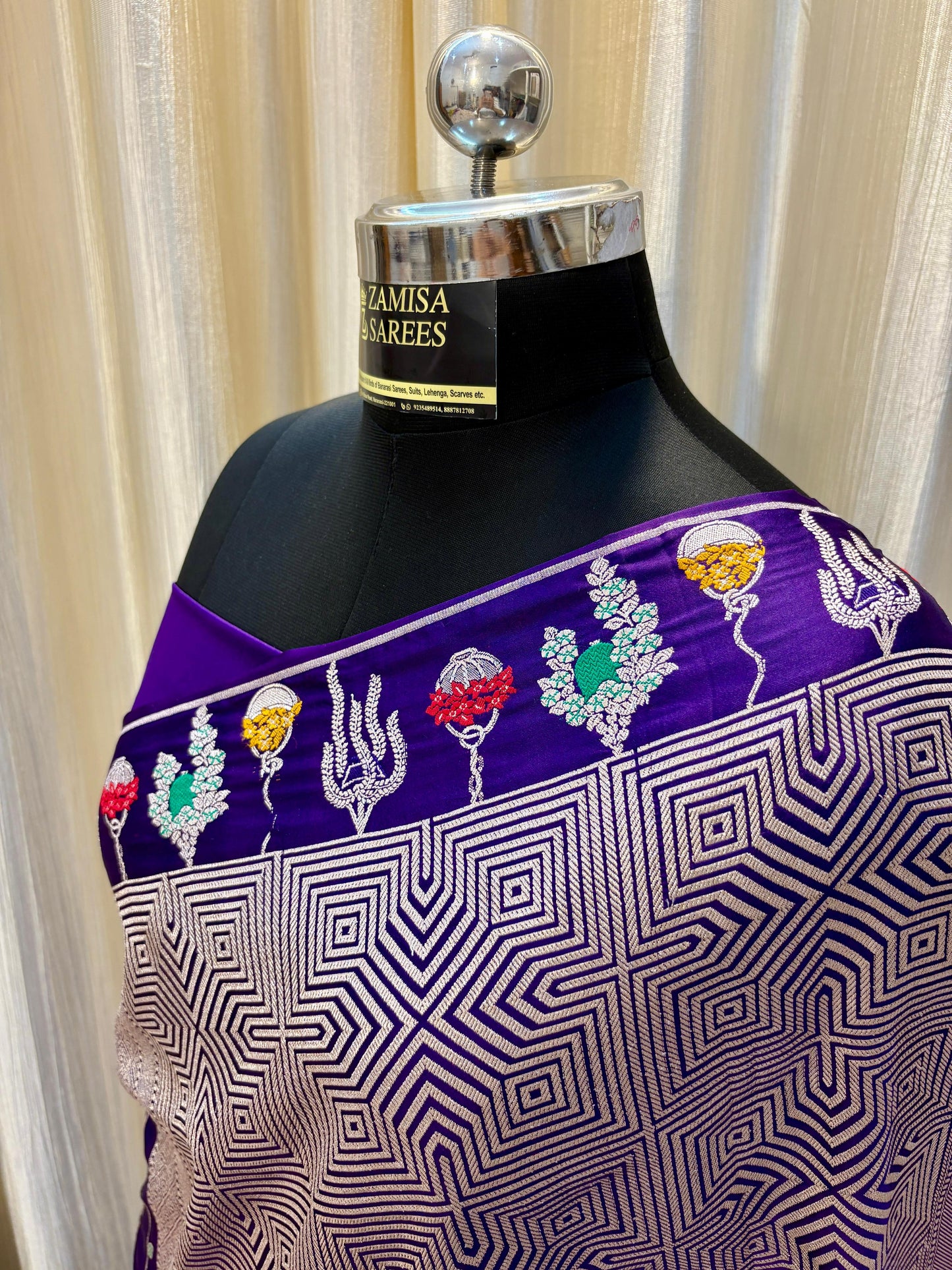 Royal Purple Silk Saree with Intricate Embroidery Work